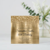 キラキラ輝くドリップスゴールドフォイル40th誕生日 招待状 (スタンド正面)