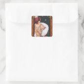 キラキラ輝くドレスを着たクリスマスのフラッパー金ゴールド スクエアシール (バッグ)