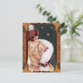 キラキラ輝くドレスを着たクリスマスのフラッパー金ゴールド ポストカード (スタンド正面)