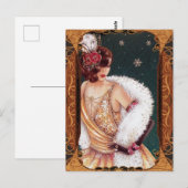 キラキラ輝くドレスを着たクリスマスのフラッパー金ゴールド ポストカード (正面/裏面)