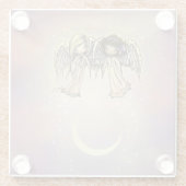 キラキラ輝くナイトアートの二人の小さな天使 ガラスコースター (裏面)