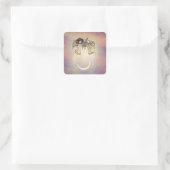 キラキラ輝くナイトアートの二人の小さな天使 スクエアシール (バッグ)