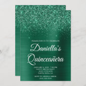 キラキラ輝くハンターグリーンフォイルキンセアニラ 招待状 (正面/裏面)