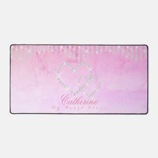 キラキラ輝くハート素朴紫 デスクマット (正面)