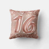 キラキラ輝くバラゴールドフォイルグラムスウィート16 クッション (裏面)