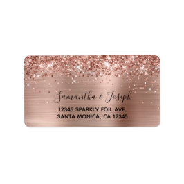 キラキラ輝くバラゴールドフォイル結婚ズ ラベル