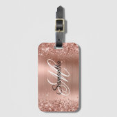 キラキラ輝くバラ金ゴールドフェイク箔 ラゲッジタグ (正面縦)