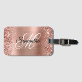 キラキラ輝くバラ金ゴールドフェイク箔 ラゲッジタグ (正面横)