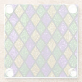 キラキラ輝くパイラレットダイヤモンド、フェスティバル背景 ガラスコースター (裏面)