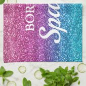 キラキラ輝くピンクとブルーの生まれグリッターと輝く キッチンタオル (折り畳み)