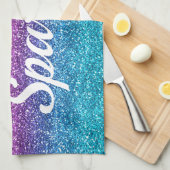 キラキラ輝くピンクとブルーの生まれグリッターと輝く キッチンタオル (四つ折り)