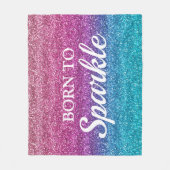 キラキラ輝くピンクとブルーの生まれグリッターと輝く フリースブランケット (正面)
