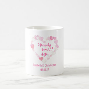 キラキラ輝くピンクのハートの後で幸せ結婚に コーヒーマグカップ