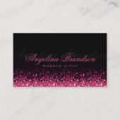 キラキラ輝くピンクのメイクアップアーティストダマスクブラックカード 名刺 (正面)