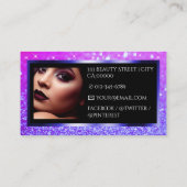 キラキラ輝くピンクパープルスパークルグリッターと写真 名刺 (裏面)