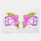 キラキラ輝くピンクリボンクリスマス キッチンタオル (横)