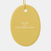 キラキラ輝くピンクリボンフォトクリスマス金ゴールド セラミックオーナメント (裏面)