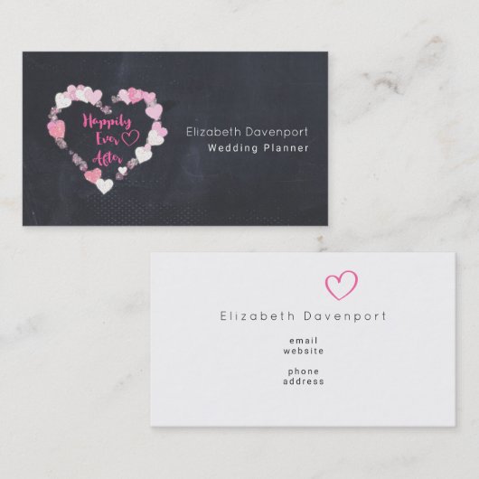キラキラ輝くピンク色のハート 名刺 (正面/裏面)