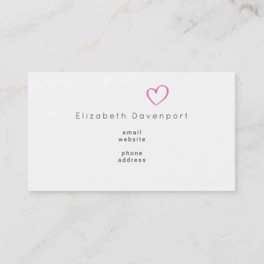 キラキラ輝くピンク色のハート 名刺 (裏面)