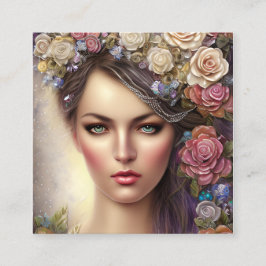 キラキラ輝くフルバックグラウンドを持つBoho女性ポートレート コーリングカード