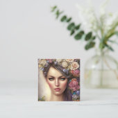 キラキラ輝くフルバックグラウンドを持つBoho女性ポートレート コーリングカード (スタンド正面)