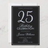 キラキラ輝くブルーの25歳の誕生日 招待状 (裏面)