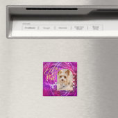 キラキラ輝くペット犬の写真マンジェンタ マグネット (インサイチュ (食洗機))