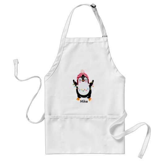 キラキラ輝くペンギン スタンダードエプロン (正面)