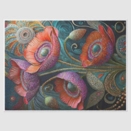 キラキラ輝くポピーの愛、装飾されたガーデンフィニティ 薄葉紙