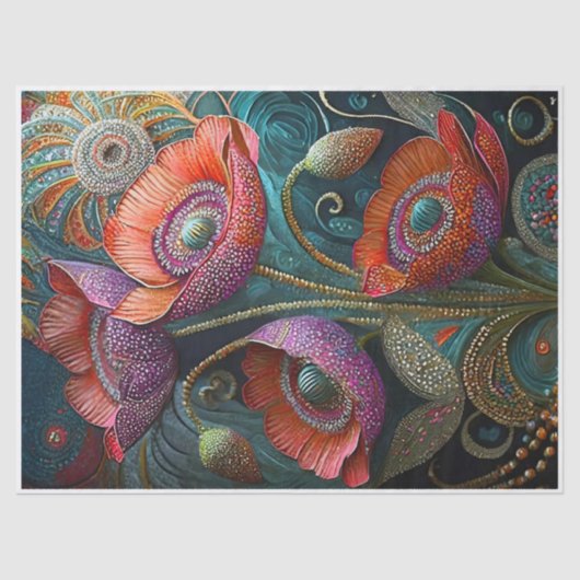 キラキラ輝くポピーの愛、装飾されたガーデンフィニティ 薄葉紙 (正面)