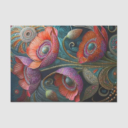 キラキラ輝くポピーの愛、装飾されたガーデンフィニティ 薄葉紙 (正面)