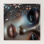 キラキラ輝くメイクアップと宝石の女性 ジグソーパズル (横)