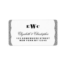 キラキラ輝くモノグラム結婚の住所 シール