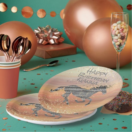 キラキラ輝くユニコーン誕生日 パーソナライズされた ペーパープレート (複数)