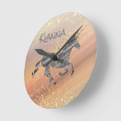 キラキラ輝くユニコーン   ラウンド壁時計 (傾斜)