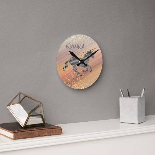 キラキラ輝くユニコーン   ラウンド壁時計 (オフィス)