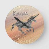 キラキラ輝くユニコーン   ラウンド壁時計 (正面)