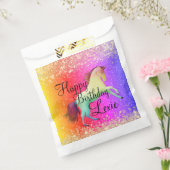 キラキラ輝くレインボーユニコーン誕生日 パーソナライズされた フェイバーバッグ (封をした状態)