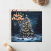 キラキラ輝く伝統クリスマスカード ノートカード (正面/裏面インサイチュ)