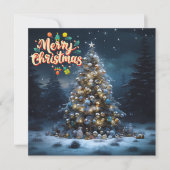 キラキラ輝く伝統クリスマスカード ノートカード (正面)