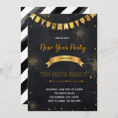 キラキラ輝く大晦日パーティーの招待状 招待状 (正面/裏面)