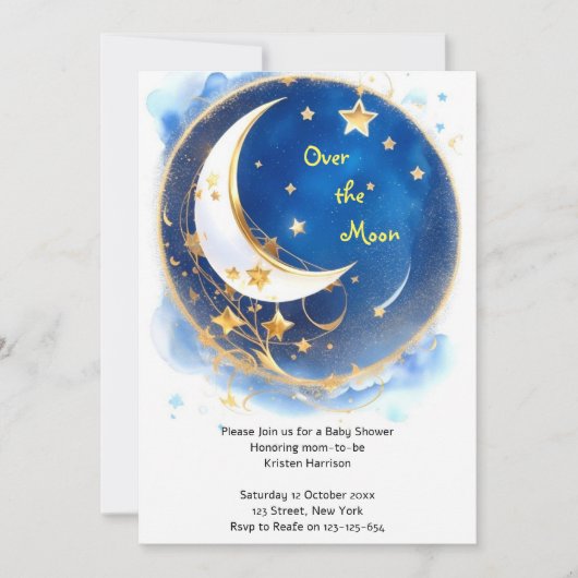 キラキラ輝く天の赤ちゃんシャワー 招待状 (正面)