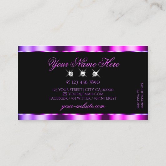キラキラ輝く宝石にグラデーション輝くピンクの紫 名刺 (裏面)