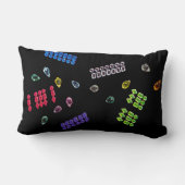 キラキラ輝く宝石ライン石の明るい抽象芸術ブラック ランバークッション (裏面)