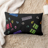 キラキラ輝く宝石ライン石の明るい抽象芸術ブラック ランバークッション (ブランケット)