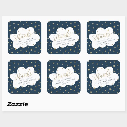 キラキラ輝く小さな星あなた感謝していの赤ん坊シャワー スクエアシール (シート)