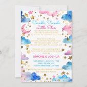 キラキラ輝く小さな星のジェンダーが詩を明らかにする 招待状 (正面)