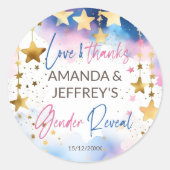 キラキラ輝く小さな星のジェンダーは好意を明らかにする ラウンドシール (正面)