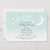 キラキラ輝く小さな星のミントの赤ちゃんシャワー 招待状 (正面)