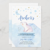 キラキラ輝く小さな星の最初の誕生日 招待状 (正面/裏面)